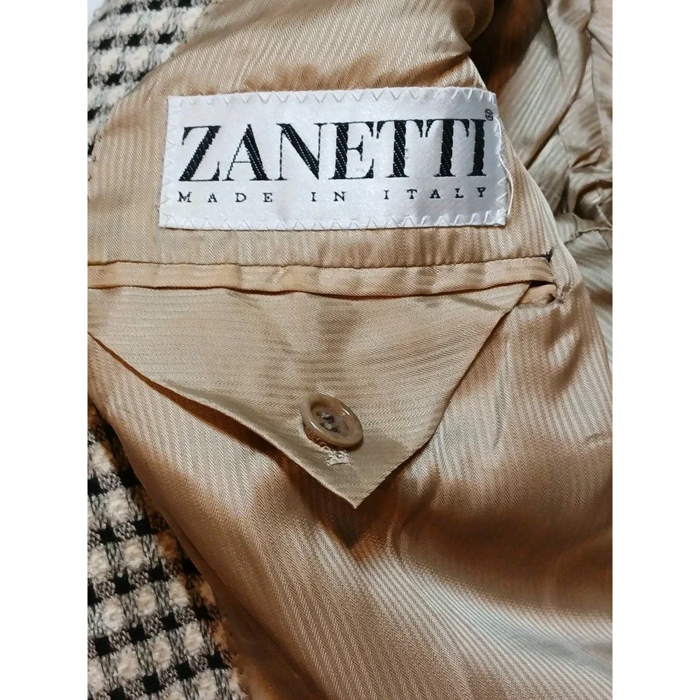 Zanetti Italy Men Super 100s Merino Wool Houndstooth Sport Coat Blazer Size 52R